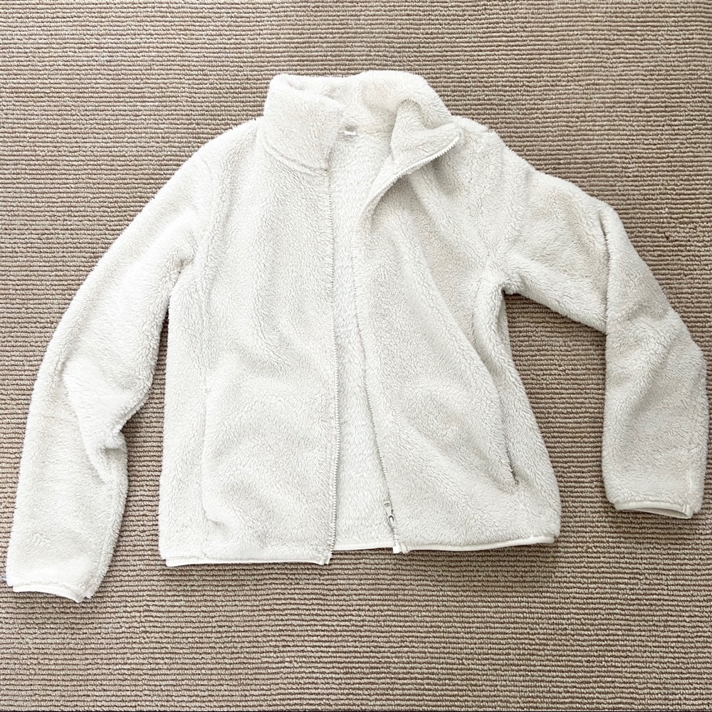 White fluffy zip up jacket